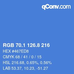 Color code: RGB 70.1 126.8 216 | qconv.com