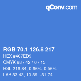 Color code: RGB 70.1 126.8 217 | qconv.com