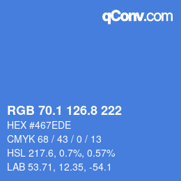 Color code: RGB 70.1 126.8 222 | qconv.com