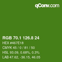 カラーコード: RGB 70.1 126.8 24 | qconv.com
