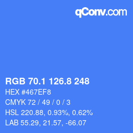Color code: RGB 70.1 126.8 248 | qconv.com