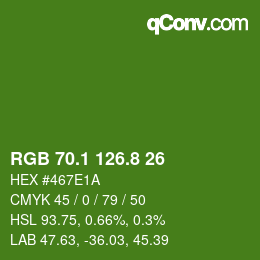カラーコード: RGB 70.1 126.8 26 | qconv.com