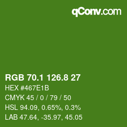 カラーコード: RGB 70.1 126.8 27 | qconv.com