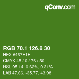 カラーコード: RGB 70.1 126.8 30 | qconv.com