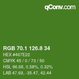 カラーコード: RGB 70.1 126.8 34 | qconv.com