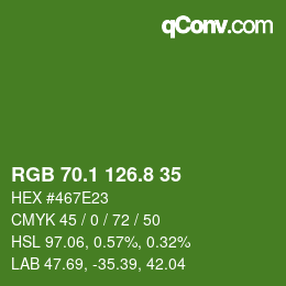 カラーコード: RGB 70.1 126.8 35 | qconv.com