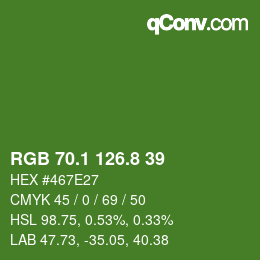 カラーコード: RGB 70.1 126.8 39 | qconv.com