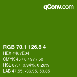 カラーコード: RGB 70.1 126.8 4 | qconv.com