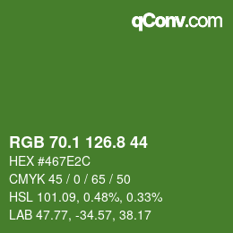 カラーコード: RGB 70.1 126.8 44 | qconv.com