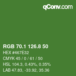 カラーコード: RGB 70.1 126.8 50 | qconv.com