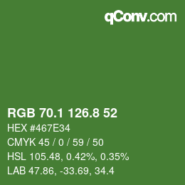 カラーコード: RGB 70.1 126.8 52 | qconv.com