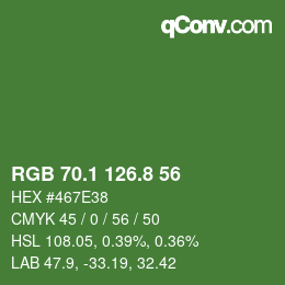 カラーコード: RGB 70.1 126.8 56 | qconv.com