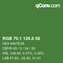 カラーコード: RGB 70.1 126.8 58 | qconv.com