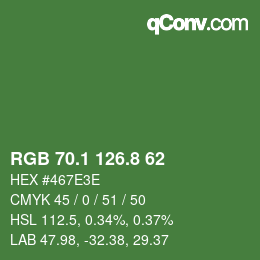 カラーコード: RGB 70.1 126.8 62 | qconv.com