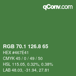 カラーコード: RGB 70.1 126.8 65 | qconv.com