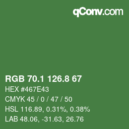カラーコード: RGB 70.1 126.8 67 | qconv.com