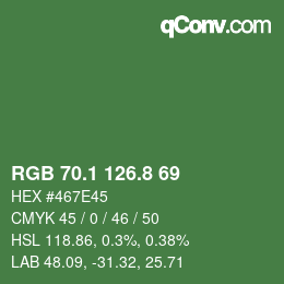 カラーコード: RGB 70.1 126.8 69 | qconv.com