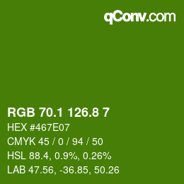 カラーコード: RGB 70.1 126.8 7 | qconv.com