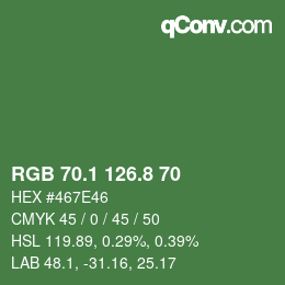 カラーコード: RGB 70.1 126.8 70 | qconv.com