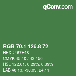Color code: RGB 70.1 126.8 72 | qconv.com
