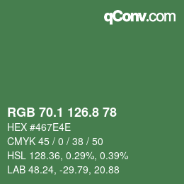 カラーコード: RGB 70.1 126.8 78 | qconv.com