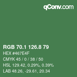 カラーコード: RGB 70.1 126.8 79 | qconv.com