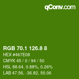カラーコード: RGB 70.1 126.8 8 | qconv.com