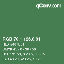 Color code: RGB 70.1 126.8 81 | qconv.com