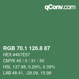 Farbcode: RGB 70.1 126.8 87 | qconv.com