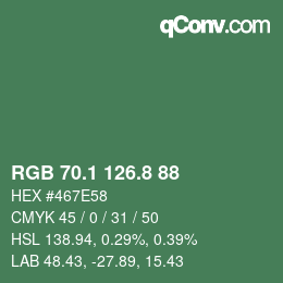 カラーコード: RGB 70.1 126.8 88 | qconv.com