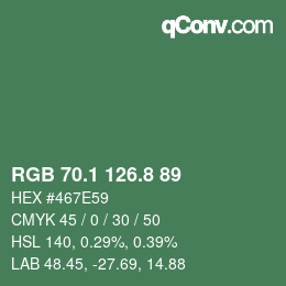 カラーコード: RGB 70.1 126.8 89 | qconv.com