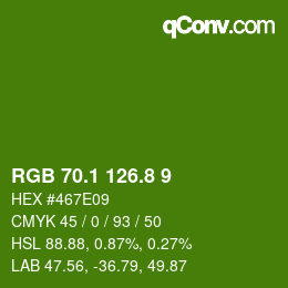 カラーコード: RGB 70.1 126.8 9 | qconv.com