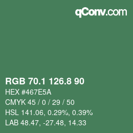 カラーコード: RGB 70.1 126.8 90 | qconv.com
