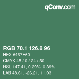 Color code: RGB 70.1 126.8 96 | qconv.com