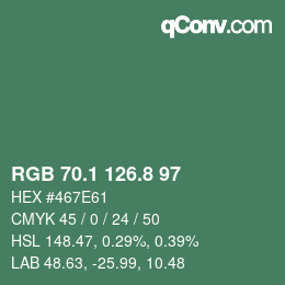 カラーコード: RGB 70.1 126.8 97 | qconv.com