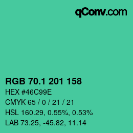 カラーコード: RGB 70.1 201 158 | qconv.com