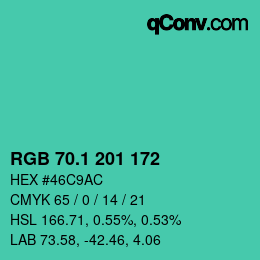 カラーコード: RGB 70.1 201 172 | qconv.com