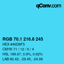 Color code: RGB 70.1 216.8 245 | qconv.com