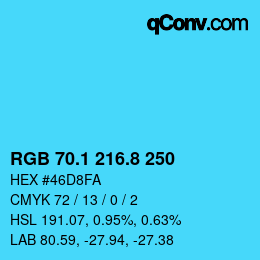 Color code: RGB 70.1 216.8 250 | qconv.com