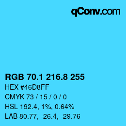 Color code: RGB 70.1 216.8 255 | qconv.com