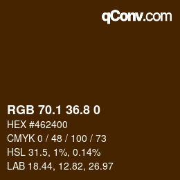 Color code: RGB 70.1 36.8 0 | qconv.com