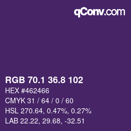 カラーコード: RGB 70.1 36.8 102 | qconv.com