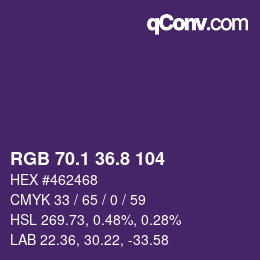 カラーコード: RGB 70.1 36.8 104 | qconv.com
