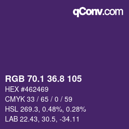 カラーコード: RGB 70.1 36.8 105 | qconv.com