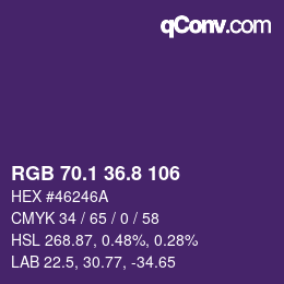 カラーコード: RGB 70.1 36.8 106 | qconv.com