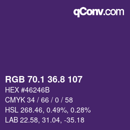 カラーコード: RGB 70.1 36.8 107 | qconv.com