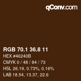 Color code: RGB 70.1 36.8 11 | qconv.com