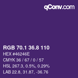 カラーコード: RGB 70.1 36.8 110 | qconv.com