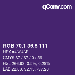 カラーコード: RGB 70.1 36.8 111 | qconv.com