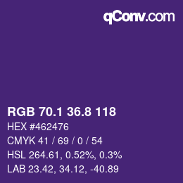 カラーコード: RGB 70.1 36.8 118 | qconv.com